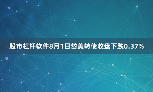 股市杠杆软件8月1日岱美转债收盘下跌0.37%